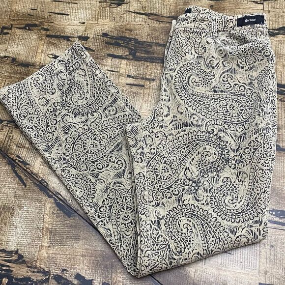 Gardeur Germany Pants EU 42 Black Beige Paisley Corduroy Stretch Trousers - Picture 2 of 7